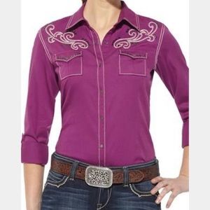 Ariat Western Snap Shirt White & Silver Accents